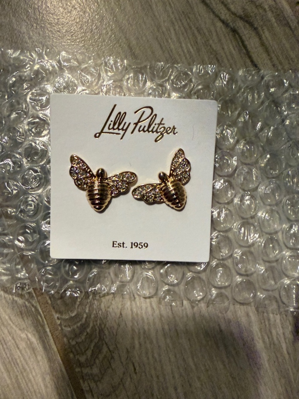 Lilly Pulitzer Gold Bee Crystal Stud Earrings